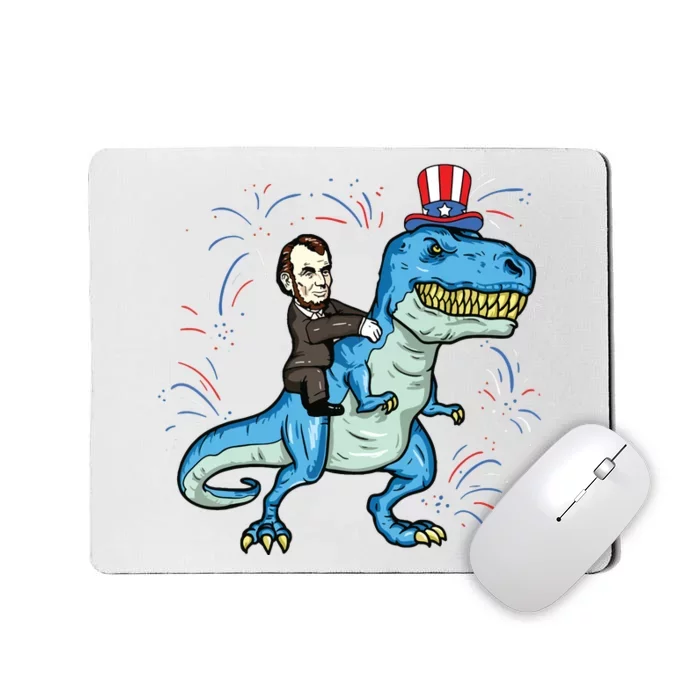 Abe Lincoln Riding A Dinosaur Trex 4th Of July Mousepad