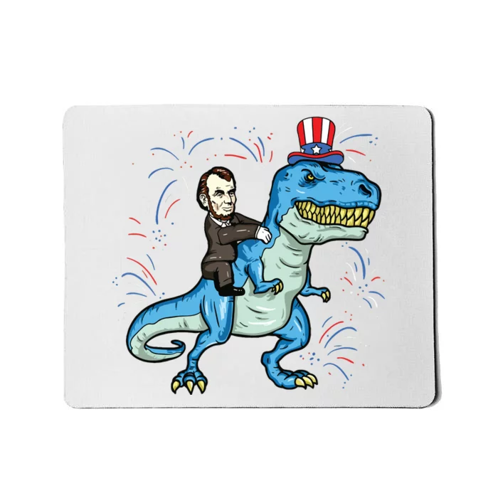 Abe Lincoln Riding A Dinosaur Trex 4th Of July Mousepad