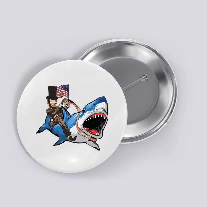 Abe Lincoln Riding Shark Shark Lovers Shark 4th Of July Button