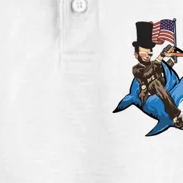 Abe Lincoln Riding Shark Shark Lovers Shark 4th Of July Dry Zone Grid Performance Polo