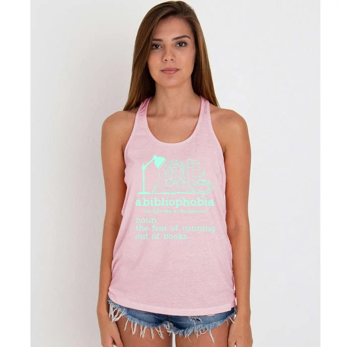 Abibliophobia Librarian Reader Bookish Bookworm Book Lover Gift Women's Knotted Racerback Tank