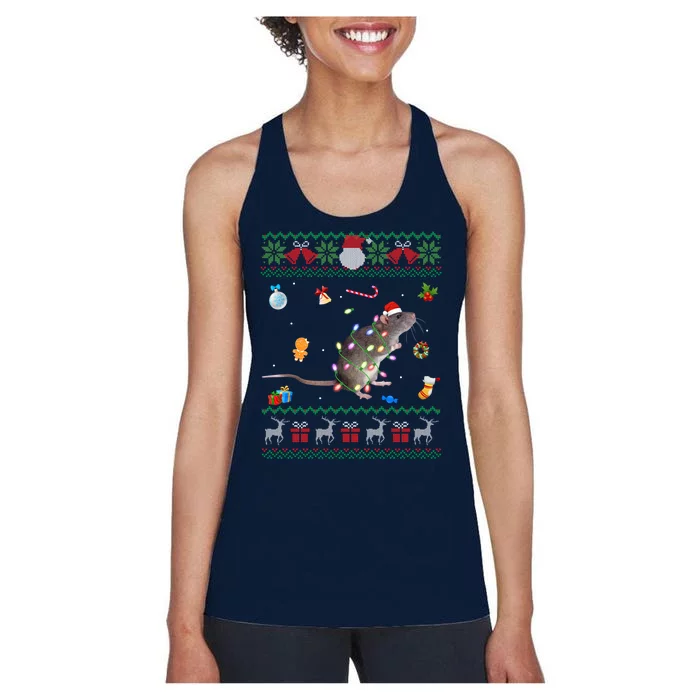 Animals Lights Rat Gift For Xmas Women's Racerback Tank