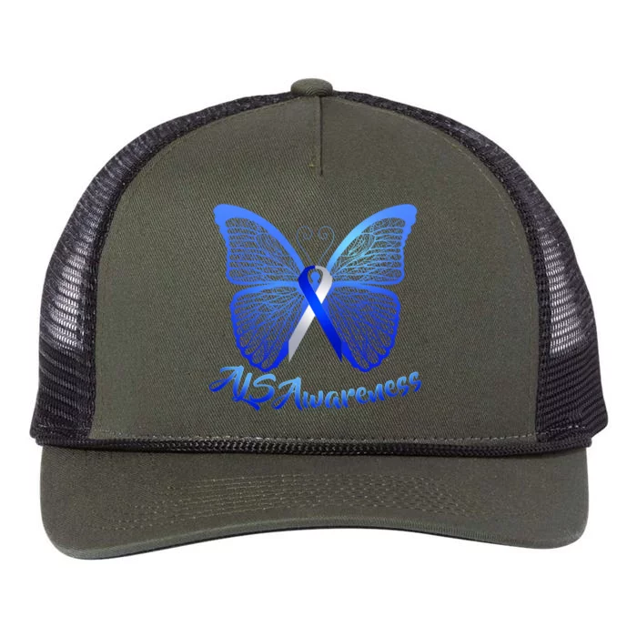 ALS Awareness Butterfly Retro Rope Trucker Hat Cap