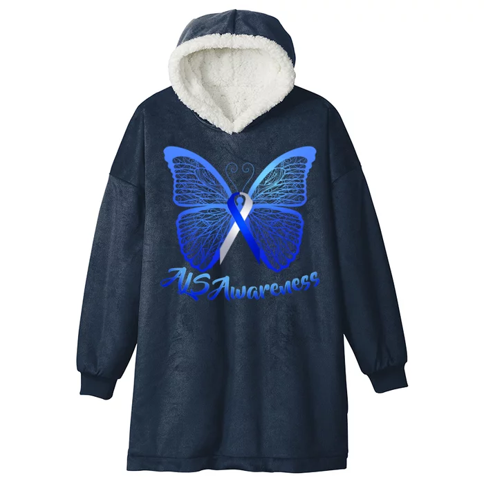 ALS Awareness Butterfly Hooded Wearable Blanket