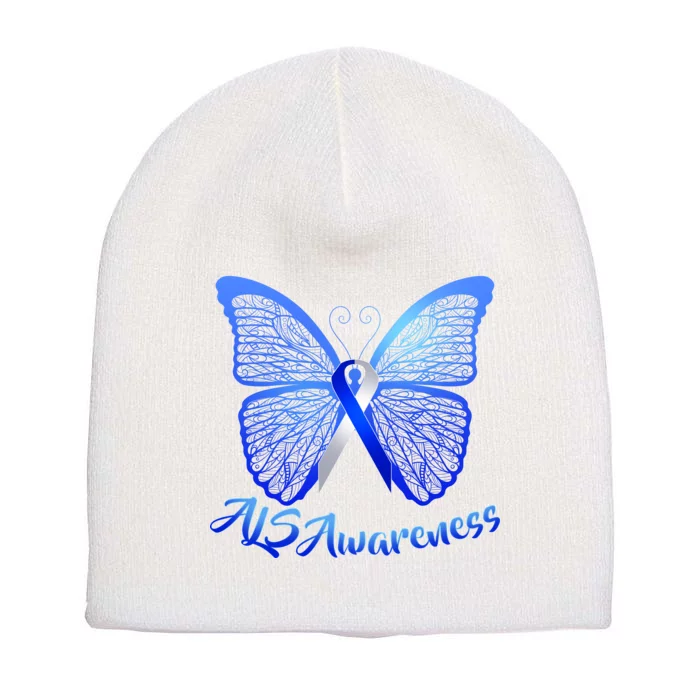 ALS Awareness Butterfly Short Acrylic Beanie