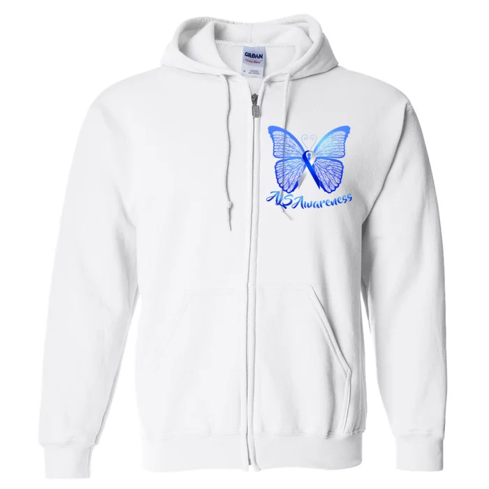 ALS Awareness Butterfly Full Zip Hoodie