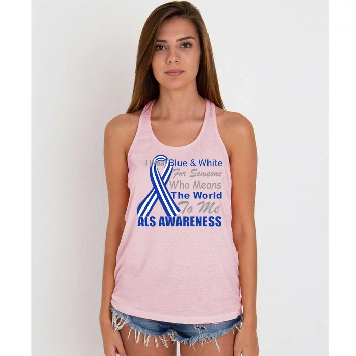 ALS Awareness Mean The World Women's Knotted Racerback Tank