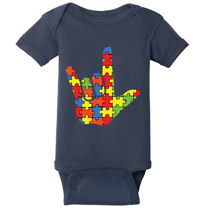 ASL Love Sign Language Autism Gift Awareness Support Baby Bodysuit