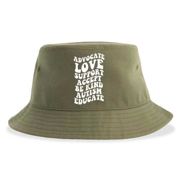 Advocate Love Support Accept Be Kind Autism Awareness Funny Gift Sustainable Bucket Hat