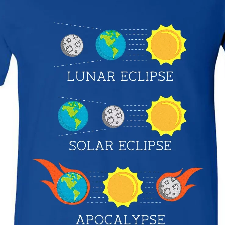 Apocalypse Lunar Solar Eclipse Space V-Neck T-Shirt