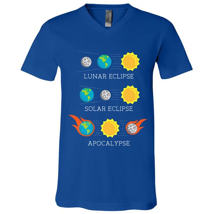 Apocalypse Lunar Solar Eclipse Space V-Neck T-Shirt