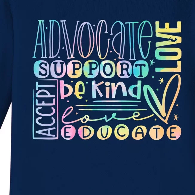 Advocate Love Support Accept Be Kind Autism Awareness Gift Baby Long Sleeve Bodysuit