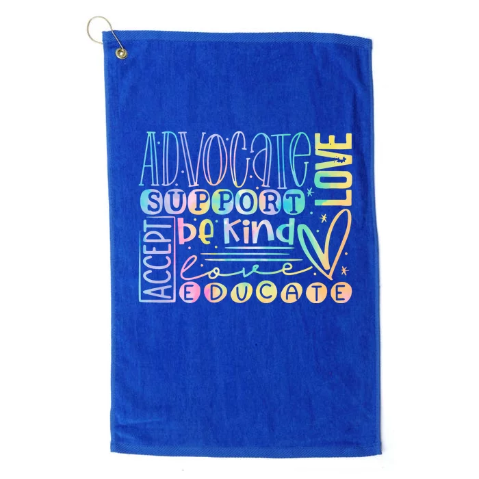 Advocate Love Support Accept Be Kind Autism Awareness Gift Platinum Collection Golf Towel