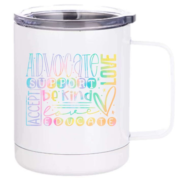 Advocate Love Support Accept Be Kind Autism Awareness Gift Front & Back 12oz Stainless Steel Tumbler Cup