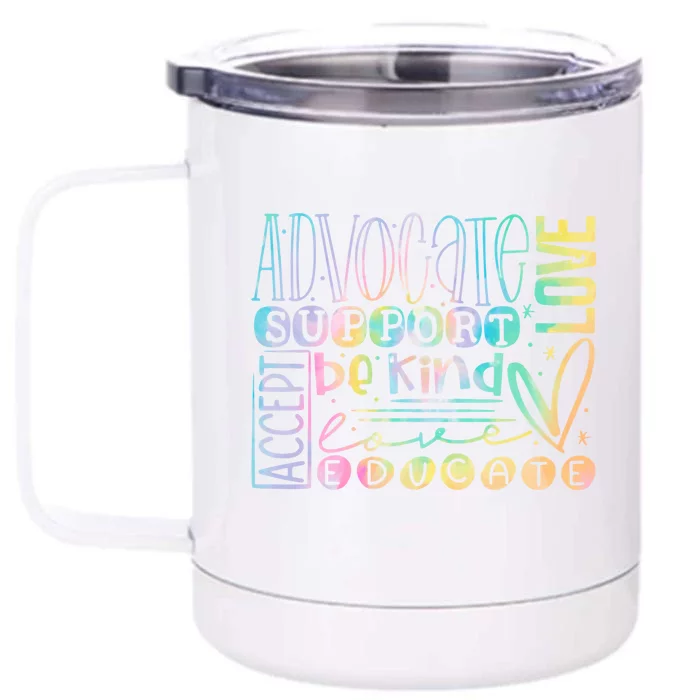 Advocate Love Support Accept Be Kind Autism Awareness Gift Front & Back 12oz Stainless Steel Tumbler Cup