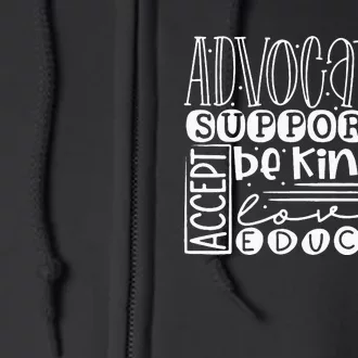 Advocate Love Support Accept Be Kind Autism Awareness Full Zip Hoodie