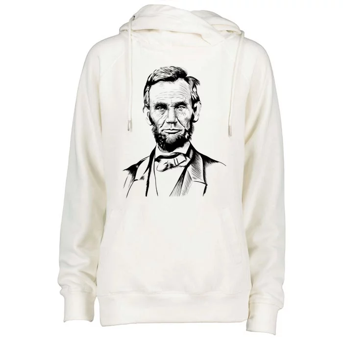 Abraham Lincoln Sketch Womens Funnel Neck Pullover Hood