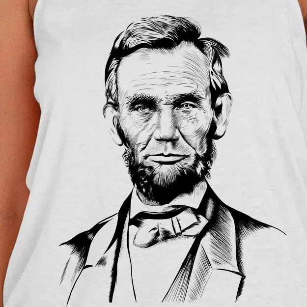 Abraham Lincoln Sketch Women's Knotted Racerback Tank