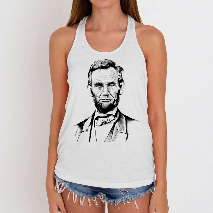 Abraham Lincoln Sketch Women's Knotted Racerback Tank