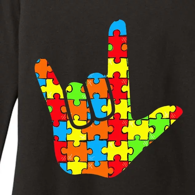 ASL Love Sign Language Autism Gift Awareness Support Womens CVC Long Sleeve Shirt