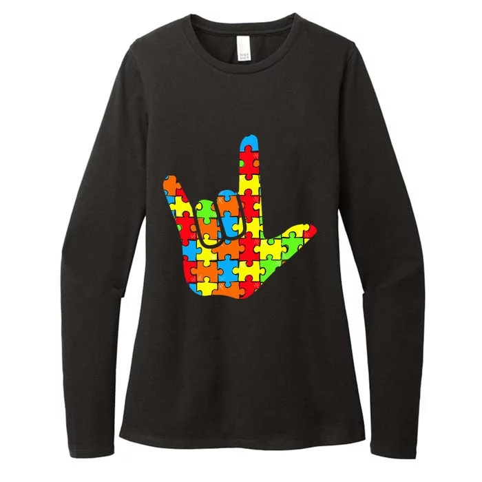 ASL Love Sign Language Autism Gift Awareness Support Womens CVC Long Sleeve Shirt