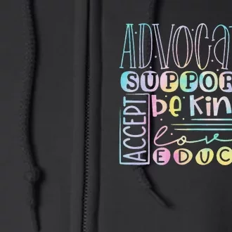 Advocate Love Support Accept Be Kind Autism Awareness Full Zip Hoodie