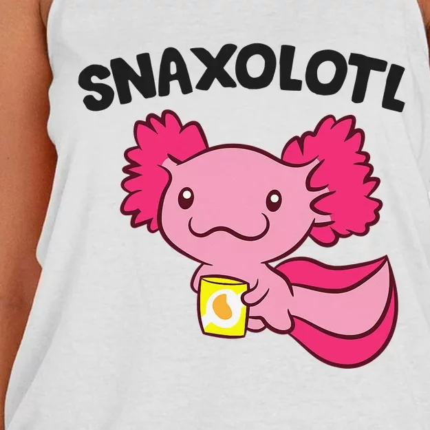 Axolotl Lover Snaxolotl Kawaii Axolotl Food Sweets Women's Knotted Racerback Tank