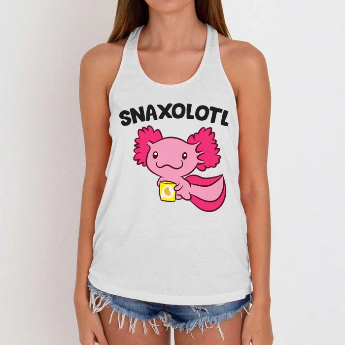 Axolotl Lover Snaxolotl Kawaii Axolotl Food Sweets Women's Knotted Racerback Tank