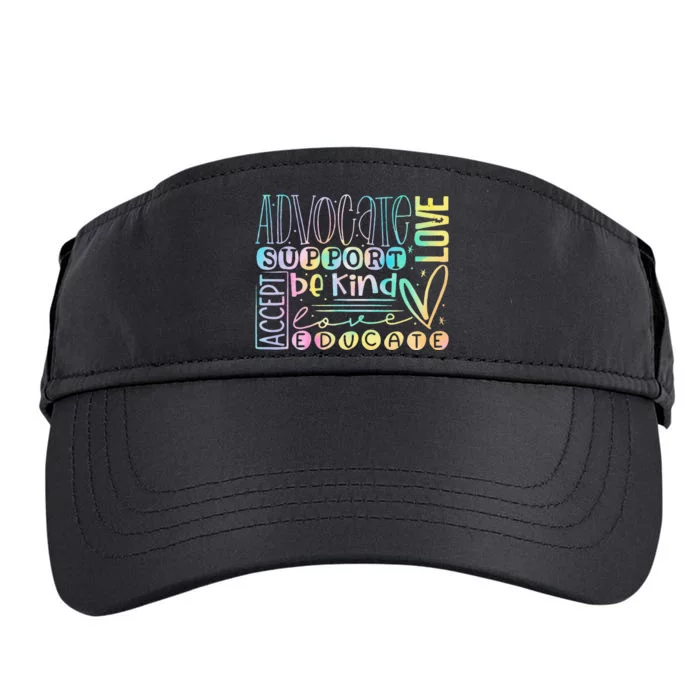 Advocate Love Support Accept Be Kind Autism Awareness Women Adult Drive Performance Visor