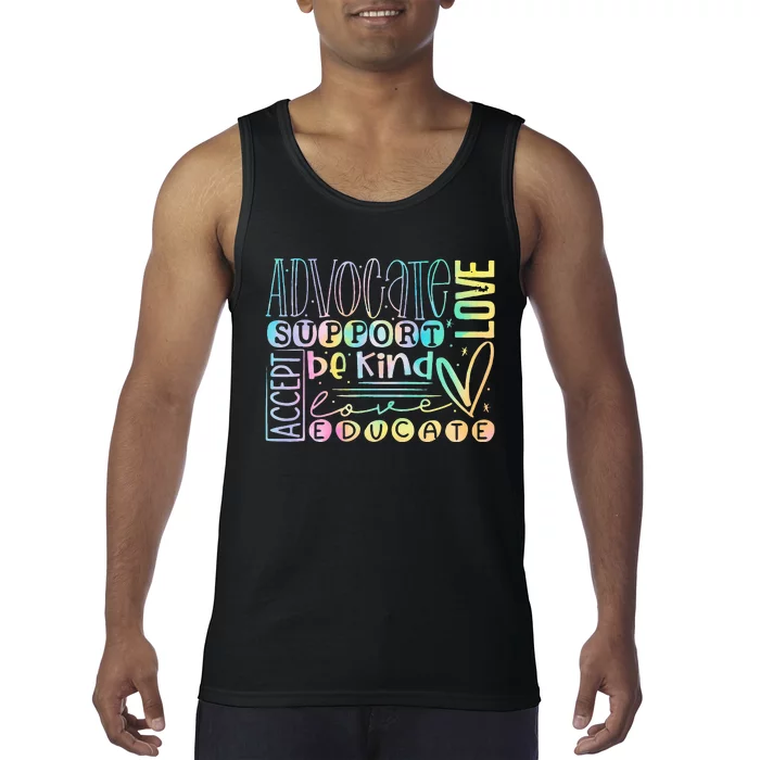 Advocate Love Support Accept Be Kind Autism Awareness Women Tank Top