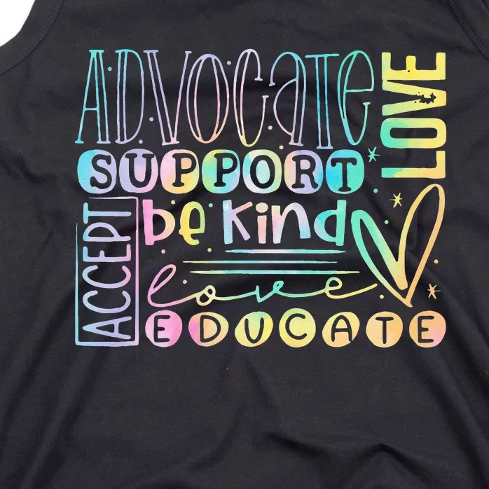 Advocate Love Support Accept Be Kind Autism Awareness Women Tank Top