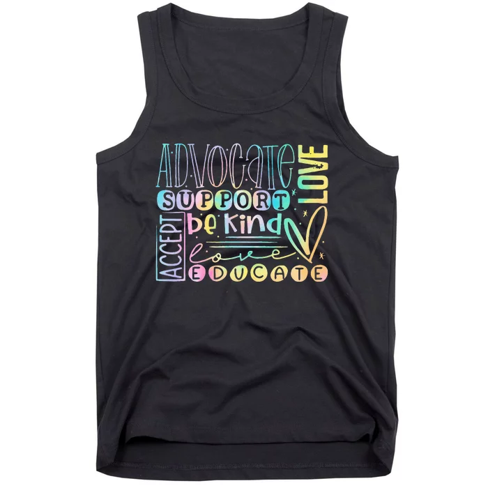 Advocate Love Support Accept Be Kind Autism Awareness Women Tank Top