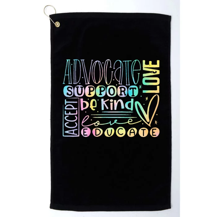 Advocate Love Support Accept Be Kind Autism Awareness Women Platinum Collection Golf Towel