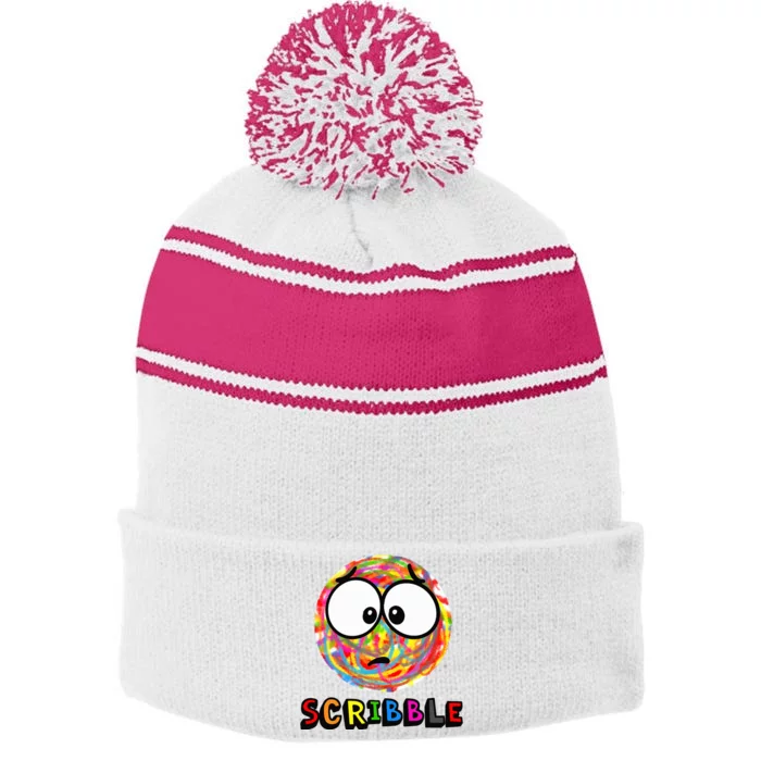 A Little Scribble Spot Stripe Pom Pom Beanie