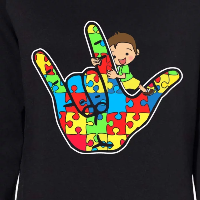 Asl Love Sign Language Autism Awareness Support Cute Gift Womens California Wash Sweatshirt