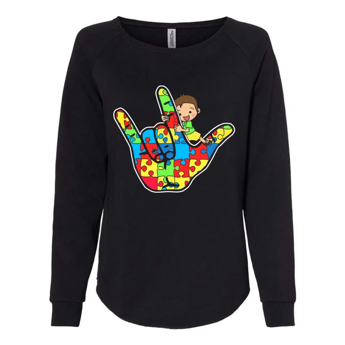 Asl Love Sign Language Autism Awareness Support Cute Gift Womens California Wash Sweatshirt