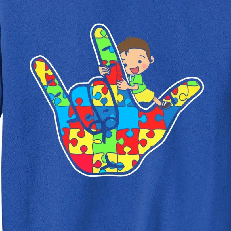 Asl Love Sign Language Autism Awareness Support Cute Gift Tall Sweatshirt