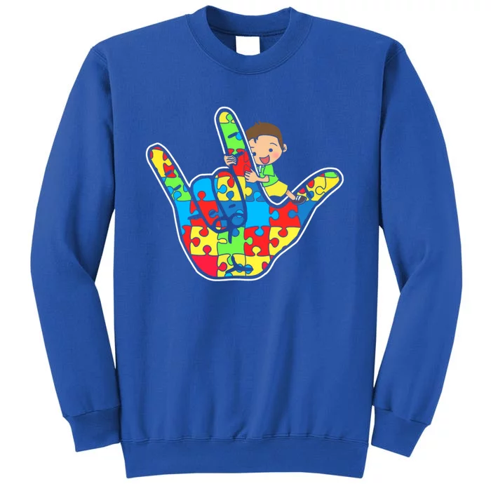 Asl Love Sign Language Autism Awareness Support Cute Gift Tall Sweatshirt