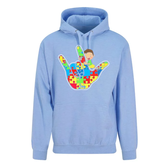 Asl Love Sign Language Autism Awareness Support Cute Gift Unisex Surf Hoodie