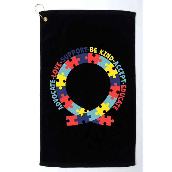 Advocate Love Support Accept Be Kind Autism Awareness Platinum Collection Golf Towel