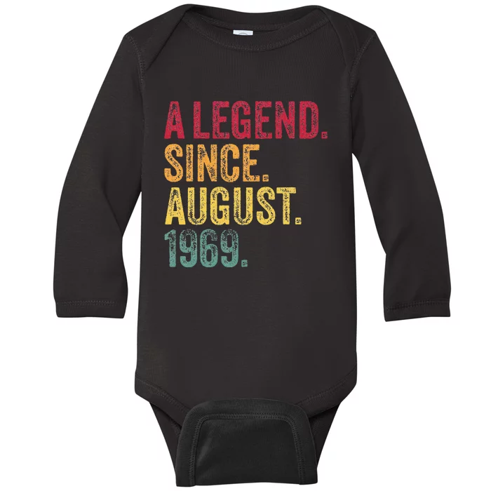 A Legend Since August 1969 50th Birthday Gift Vintage Retro Baby Long Sleeve Bodysuit