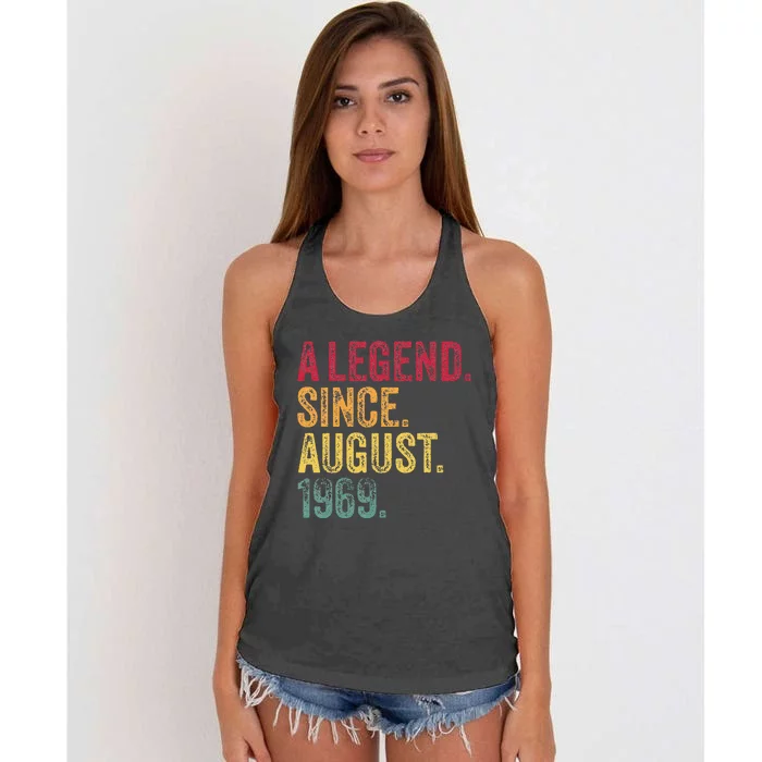 A Legend Since August 1969 50th Birthday Gift Vintage Retro Women's Knotted Racerback Tank