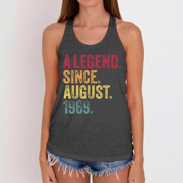 A Legend Since August 1969 50th Birthday Gift Vintage Retro Women's Knotted Racerback Tank