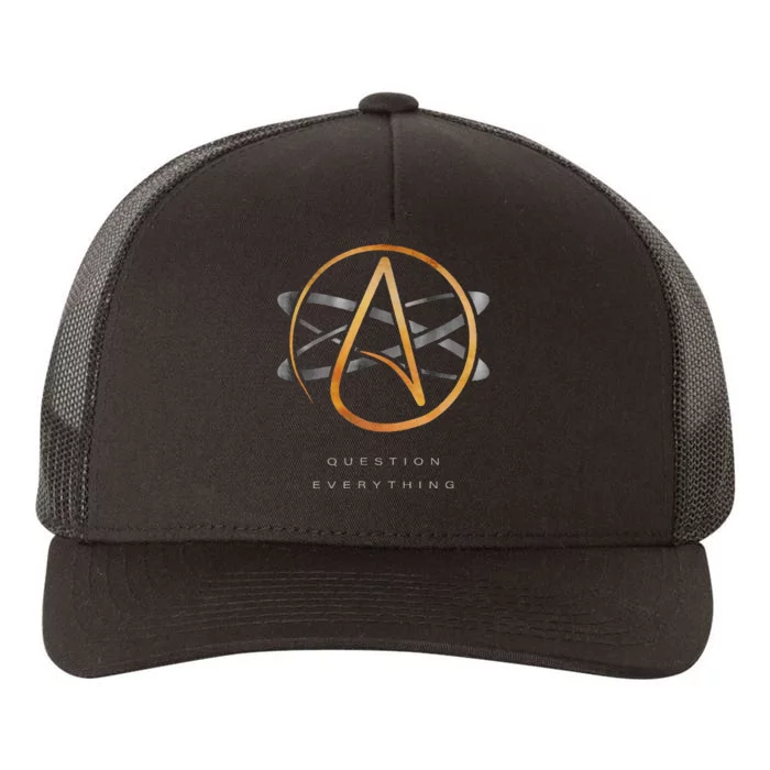 Atheist Logo Science Atom Symbol Question Everything Yupoong Adult 5-Panel Trucker Hat