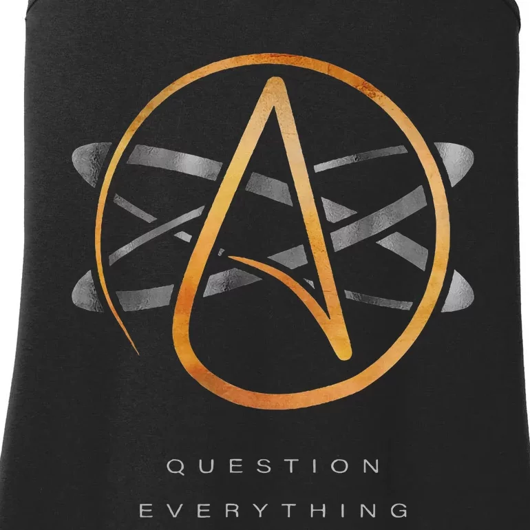 Atheist Logo Science Atom Symbol Question Everything Ladies Essential Tank