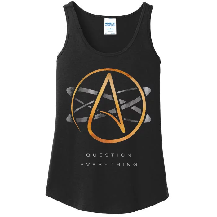 Atheist Logo Science Atom Symbol Question Everything Ladies Essential Tank