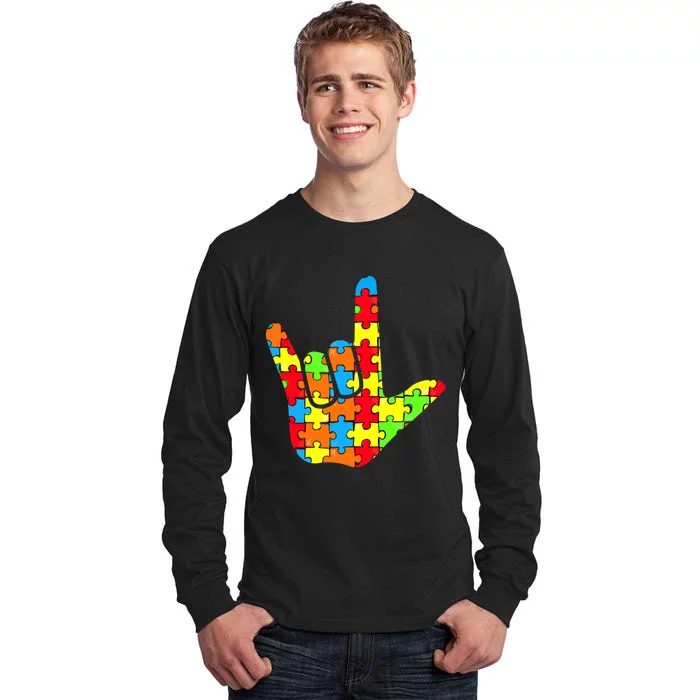 ASL Love Sign Language Autism Gift Awareness Support Tall Long Sleeve T-Shirt