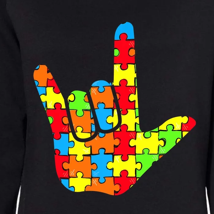 ASL Love Sign Language Autism Gift Awareness Support Womens California Wash Sweatshirt