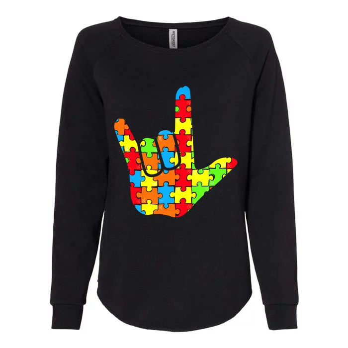 ASL Love Sign Language Autism Gift Awareness Support Womens California Wash Sweatshirt