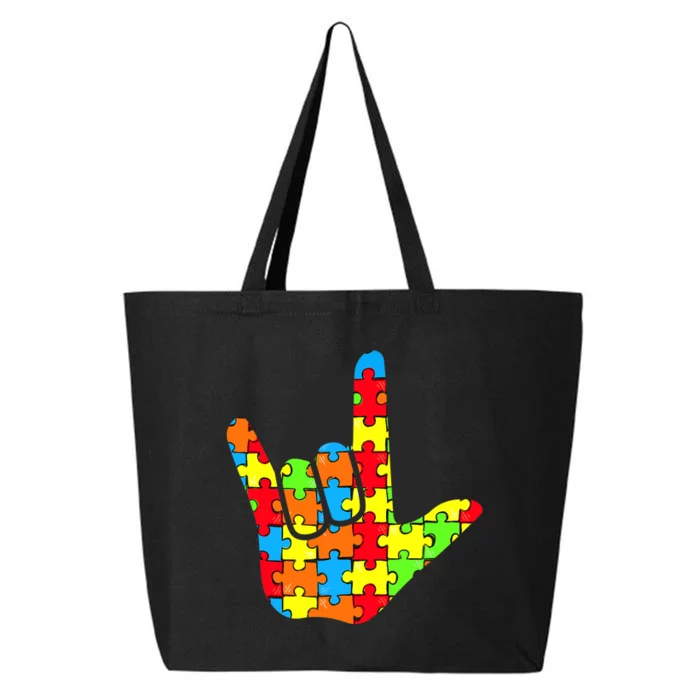 ASL Love Sign Language Autism Gift Awareness Support 25L Jumbo Tote